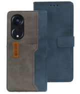 For Oppo Reno 8T 5G Flip Cover Case (Professional Dual Leather Finish | Blue with Grey)