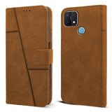 For Oppo A15 | Oppo A15s Flip Cover Case (Stitched Leather Finish | Magnetic Closure | Inner TPU | Foldable Stand | Wallet Card Slots)