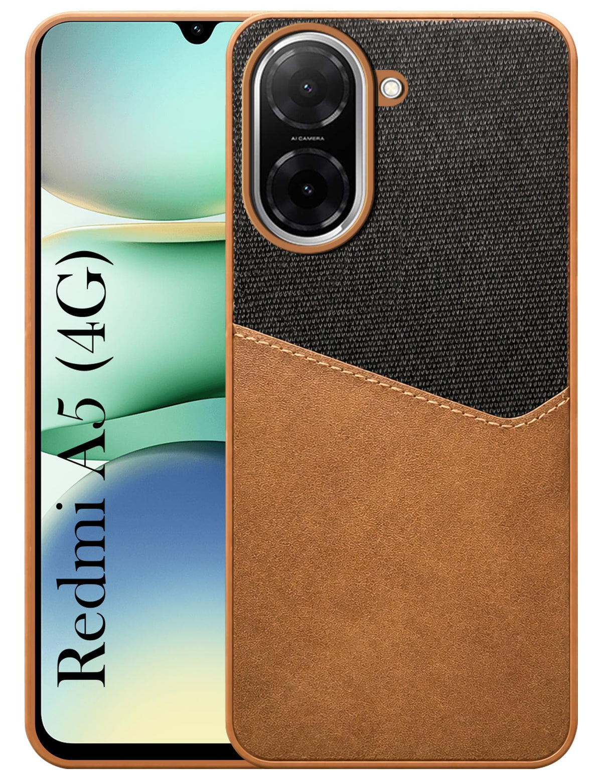 For Redmi A5 4G Back Cover Case (Dual PU Leather Stitch | Professional Minimalist | Soft and Flexible)