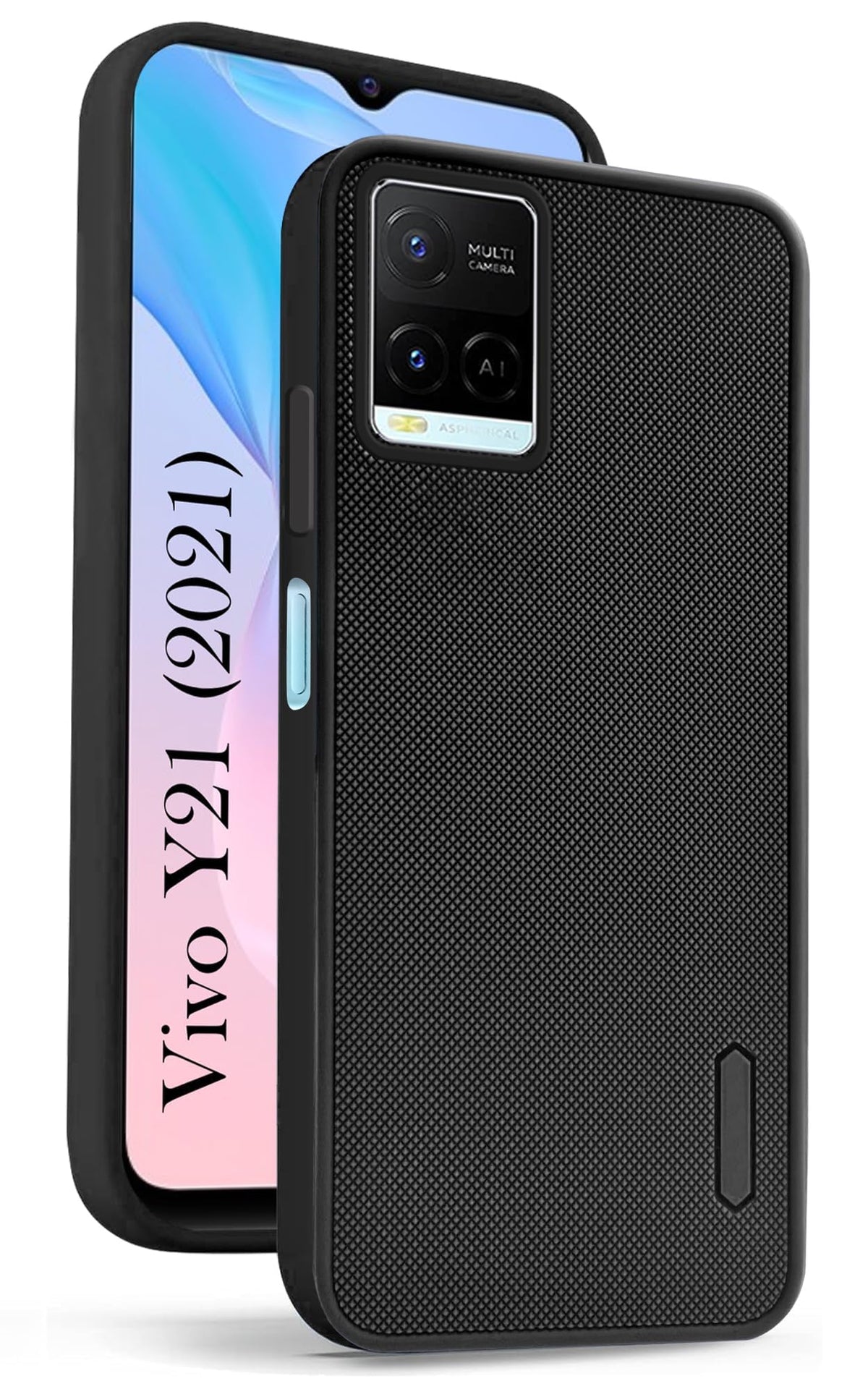 For Vivo Y21 2021  Back Cover Case Rubberised (Textured Grip Design| Micro-Fiber Cloth Inside | Slim and Light Weight | Soft Touch and Feel)