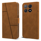 For Poco X6 Pro 5G Flip Cover Case (Stitched Leather with Magnetic Closure)