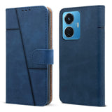 For Vivo T1 44W Flip Cover Case (Stitched Leather Finish | Magnetic Closure | Inner TPU | Foldable Stand | Wallet Card Slots)