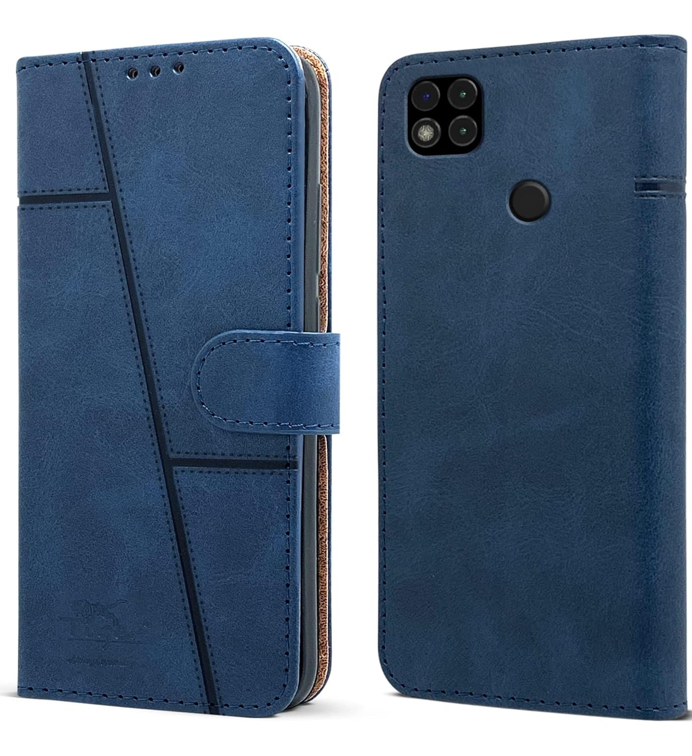 For Redmi 9C  Flip Cover Case (Stitched Leather with Magnetic Closure)