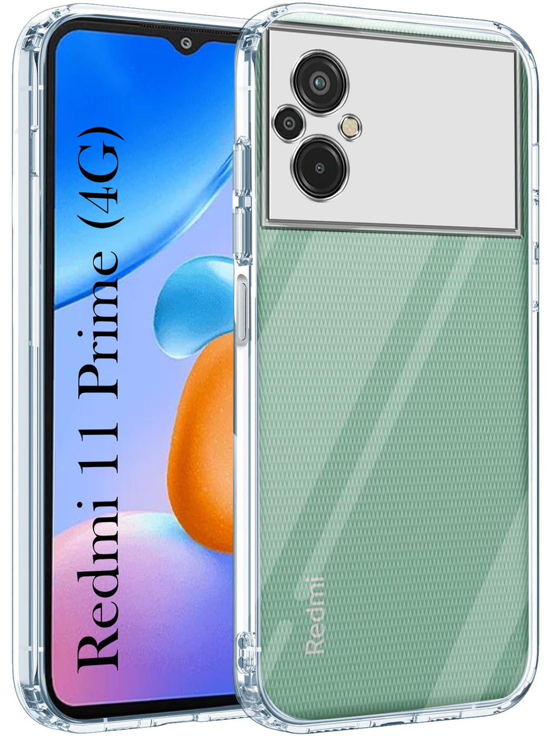 For Xiaomi Redmi 11 Prime Back Cover (Silicone Clear Shockproof Case with Camera Protection | Soft and Flexible)
