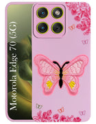 For Motorola Moto Edge 70 Back Cover Case (Soft Butterfly Embroidery | Women Teen Girls | Camera Protection| Matte Silicone)