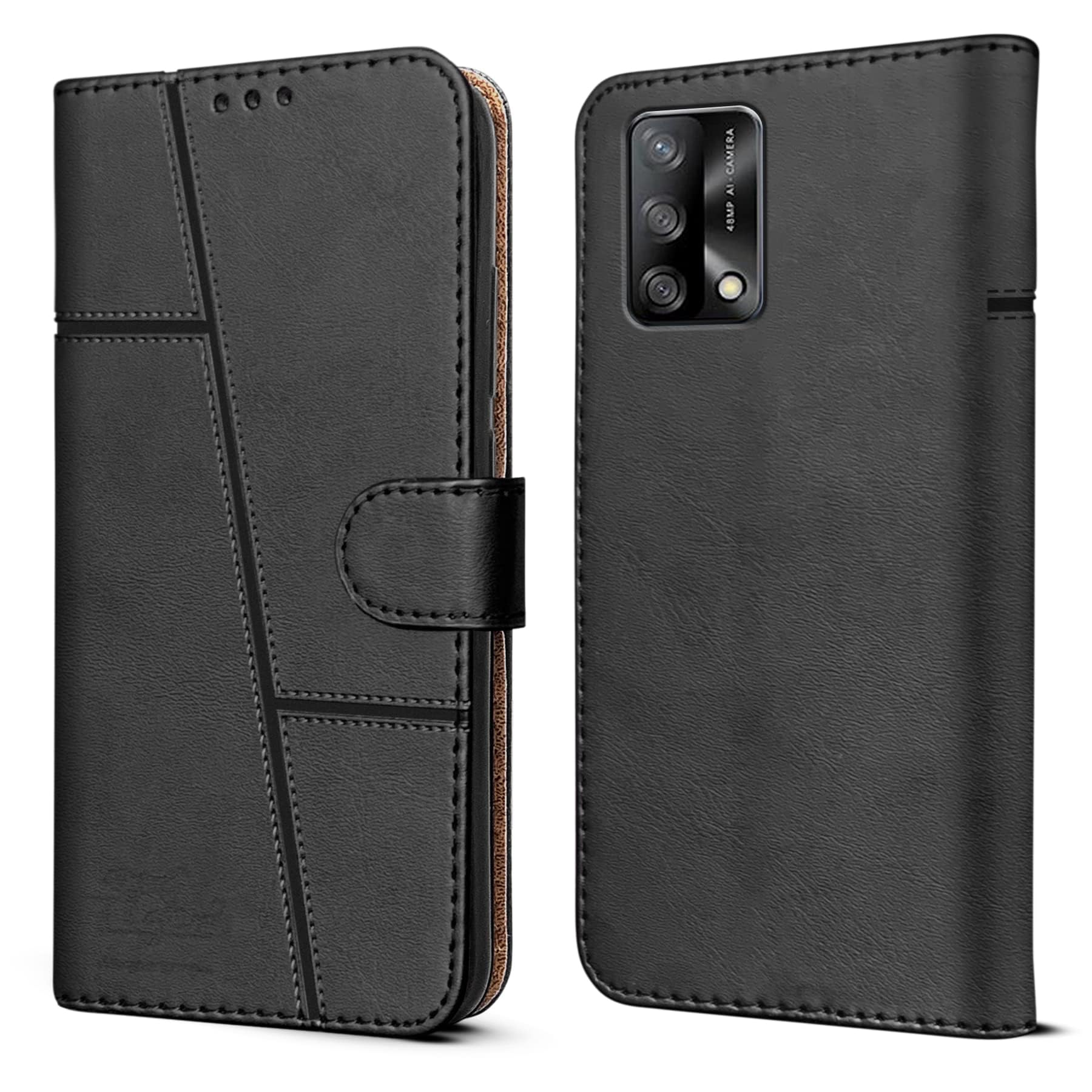 For Oppo A74 4G Flip Cover Case (Stitched Leather with Magnetic Closure)