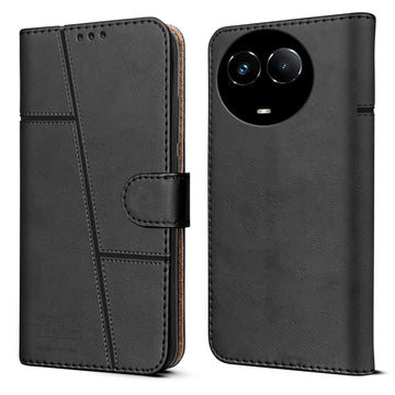 For Realme Narzo 60x Flip Case Cover (Stitched Leather with Magnetic Closure | )