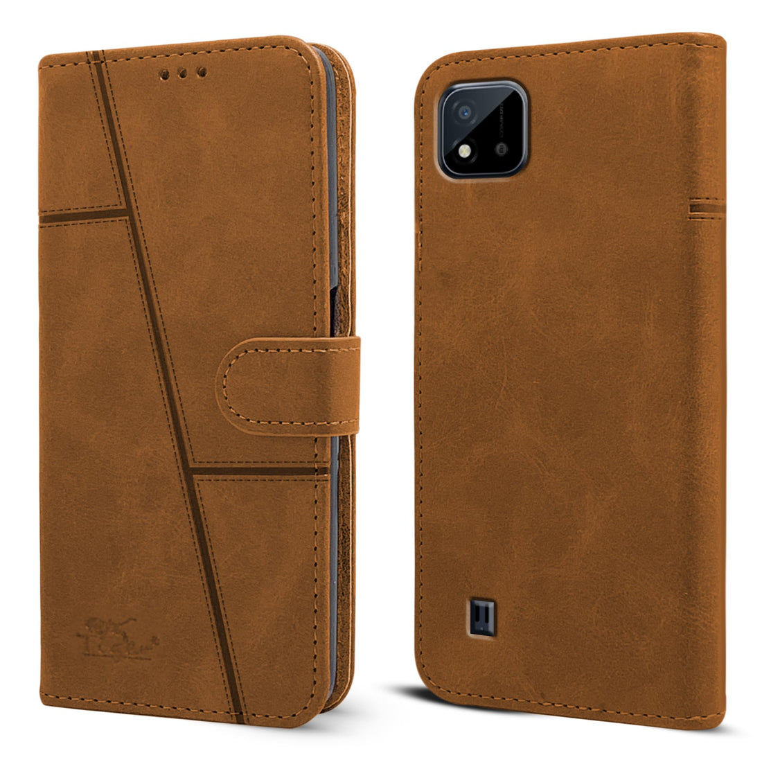 For Realme C20 | Realme C20A Flip Cover Case ( Stitched Leather with Magnetic Closure | )
