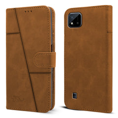 For Realme C20 | Realme C20A Flip Cover Case ( Stitched Leather with Magnetic Closure | )