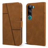 For Vivo Y300  Flip Cover Case ( Stitched Leather with Magnetic Closure)