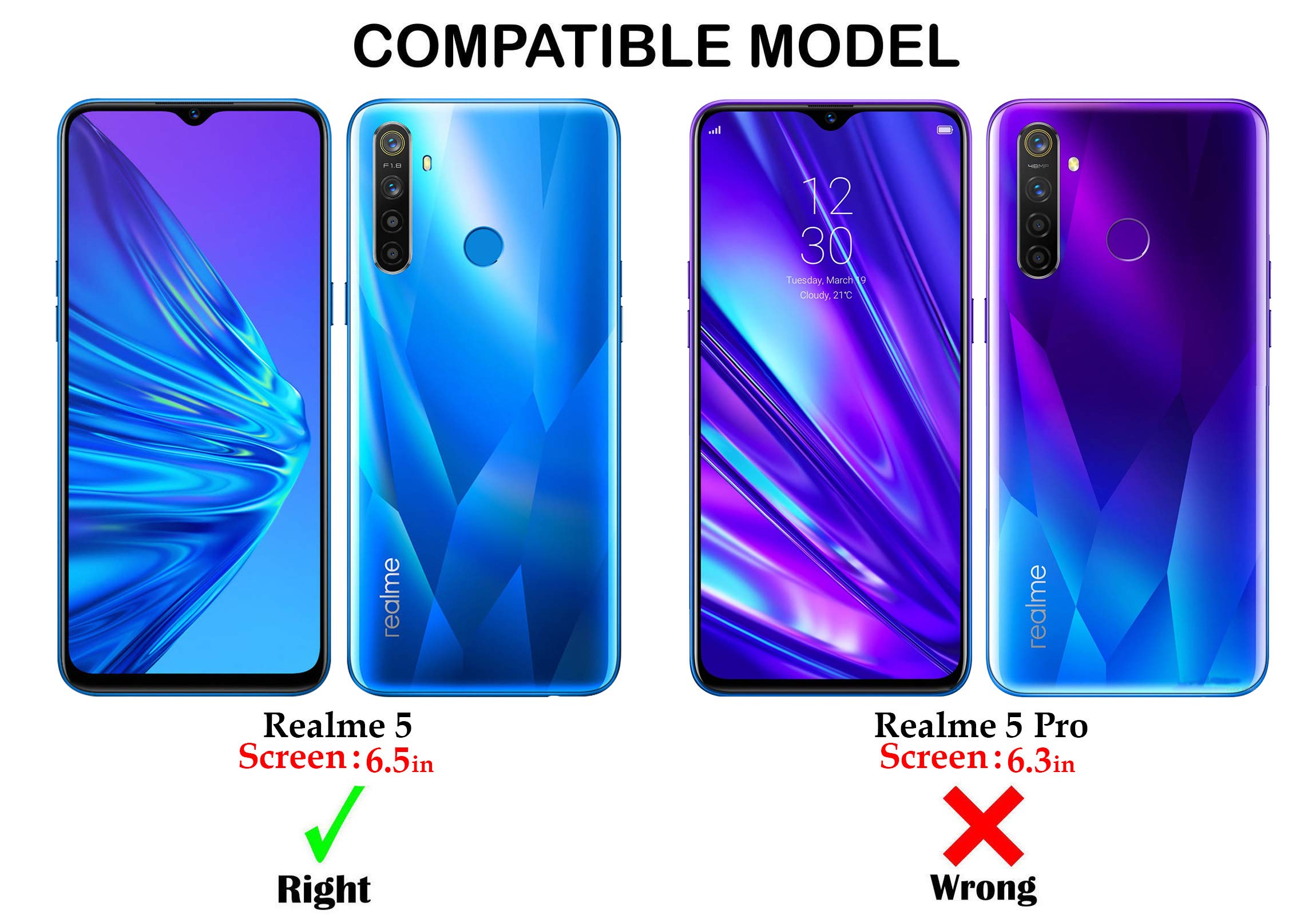 For Realme 5 | Realme 5s | Realme 5i Hard PC Crystal Bumper Shockproof Back Cover Case with Camera Protection (Matte Black)