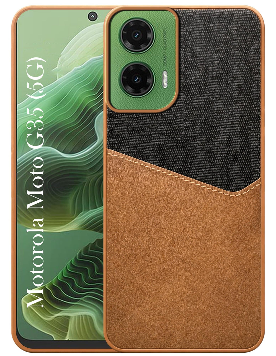 For Motorola Moto G35 Back Cover Case (Dual PU Leather Stitch | Professional Minimalist | Soft and Flexible)