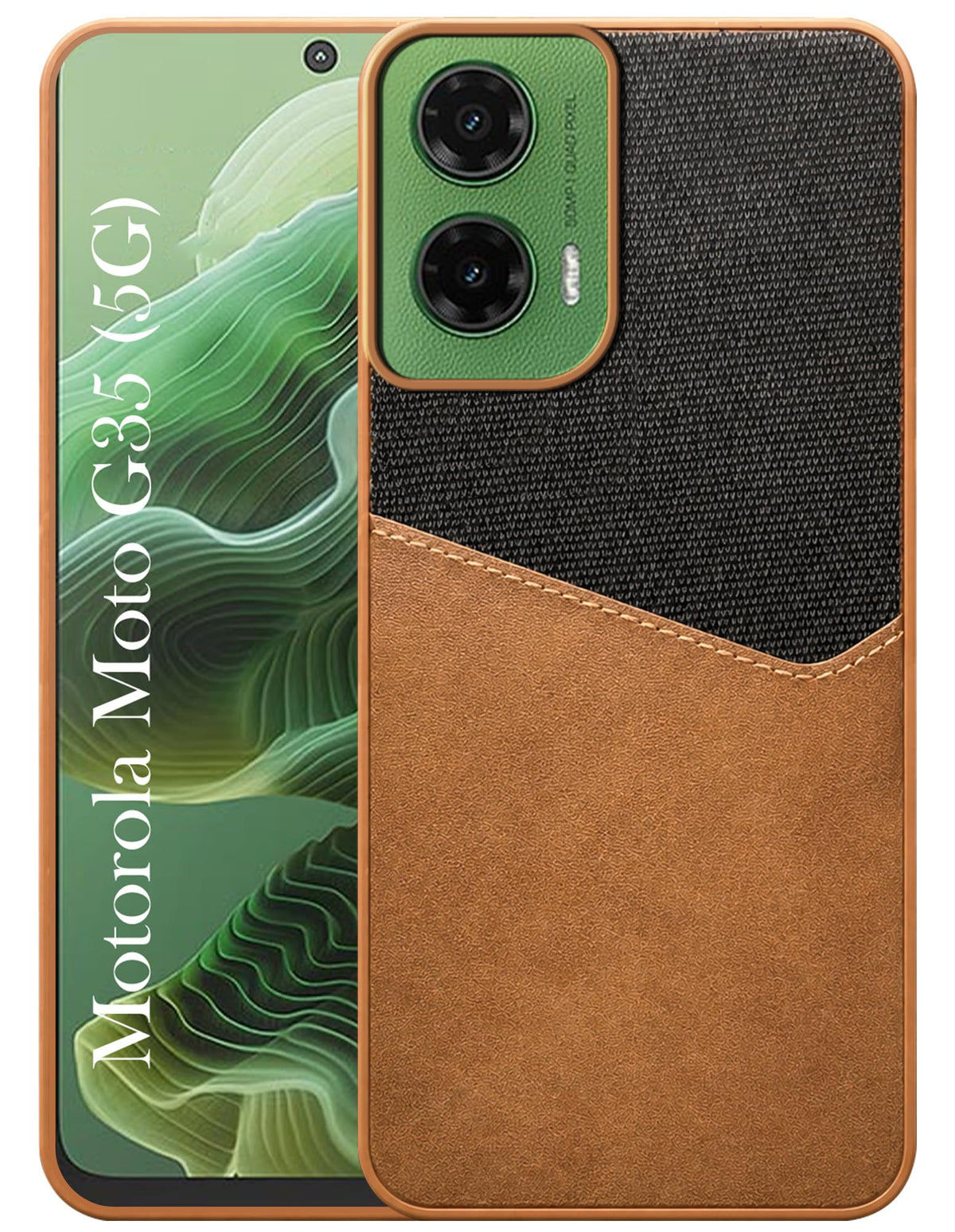For Motorola Moto G35 Back Cover Case (Dual PU Leather Stitch | Professional Minimalist | Soft and Flexible)