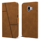For Samsung Galaxy J4 Flip Cover Case ( Stitched Leather with Magnetic Closure)