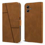 For Motorola Moto G14 Flip Cover Case (Stitched Leather with Magnetic Closure)