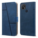 For Oppo A15 | Oppo A15s Flip Cover Case (Stitched Leather Finish | Magnetic Closure | Inner TPU | Foldable Stand | Wallet Card Slots)