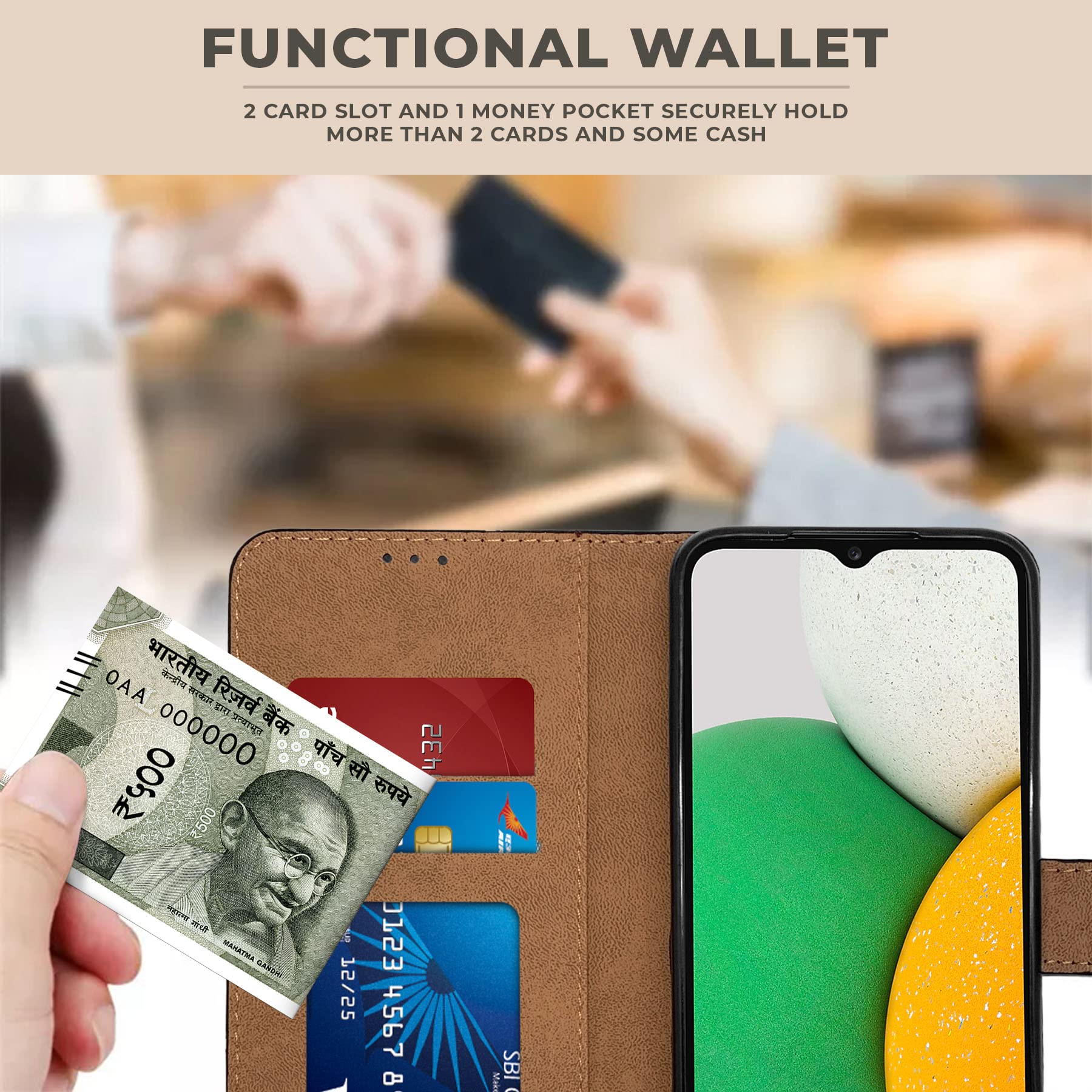 For Xiaomi Mi Redmi 5A Flip Cover Case (Stitched Leather Finish | Magnetic Closure | Inner TPU | Foldable Stand | Wallet Card Slots)