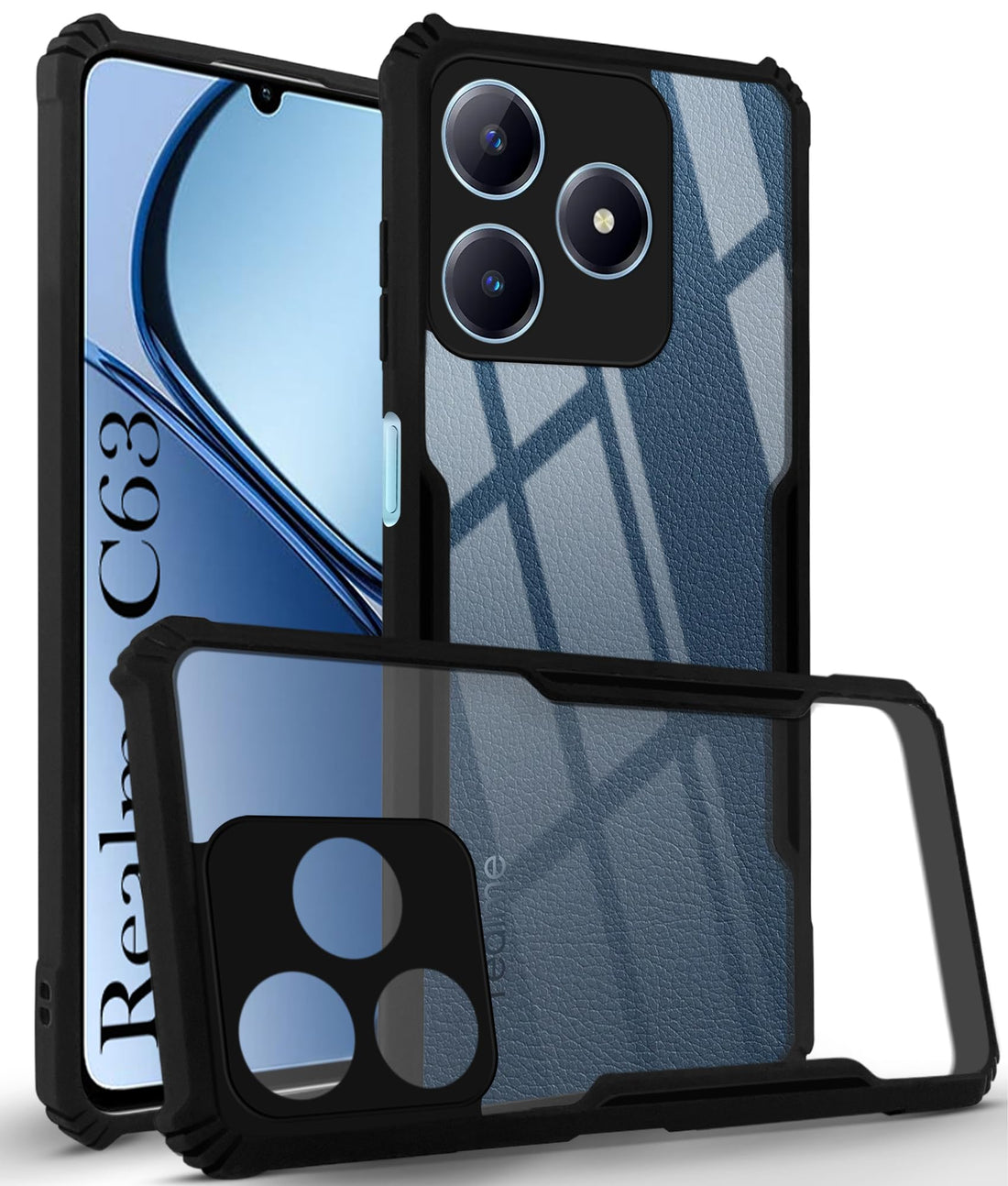 For Realme C63 Back Cover Case (Shockproof with Polycarbonate Clear Panel)