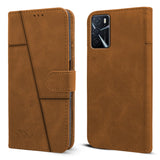 For Oppo A16 Flip Cover Case (Stitched Leather Finish | Magnetic Closure | Inner TPU | Foldable Stand | Wallet Card Slots)