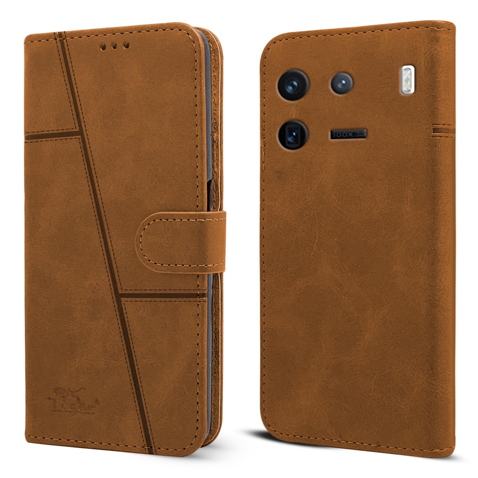 For Vivo iQOO 12 Flip Cover Case (Stitched Leather with Magnetic Closure)