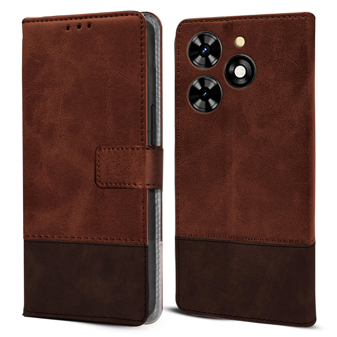 For Tecno Pop 8 Flip Cover Case (Professional Dual Leather Wallet with Magnetic Closure)