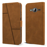 For Samsung Galaxy J3 Flip Cover Case ( Stitched Leather with Magnetic Closure)