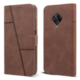 For Vivo Y9s Flip Cover Case ( Stitched Leather with Magnetic Closure)
