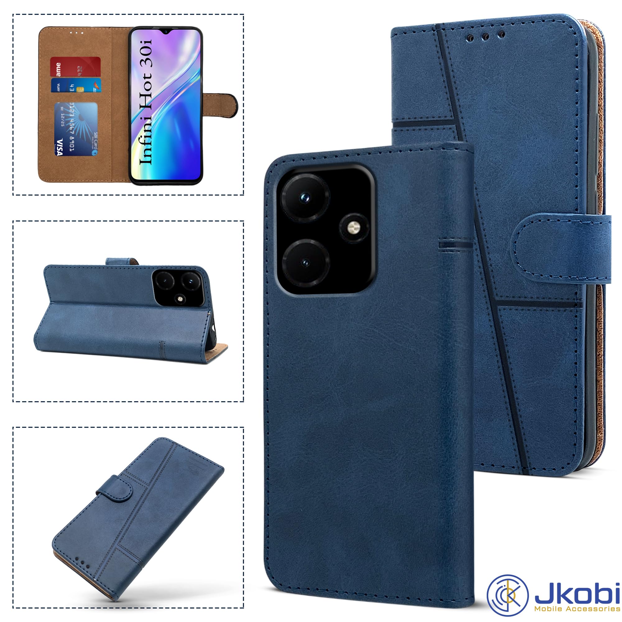 For Infinix Hot 30i Flip Cover Case ( Stitched Leather with Magnetic Closure)