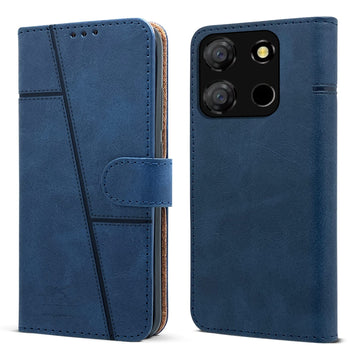 For Itel A60 Flip Cover Case (Stitched Leather with Magnetic Closure)