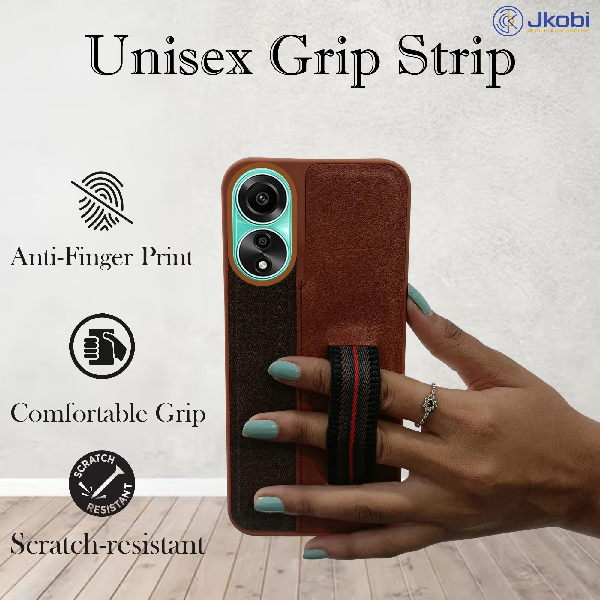 For Oppo A78 4G Back Cover Case (Professional PU Leather | Strip Chain Holder Socket)