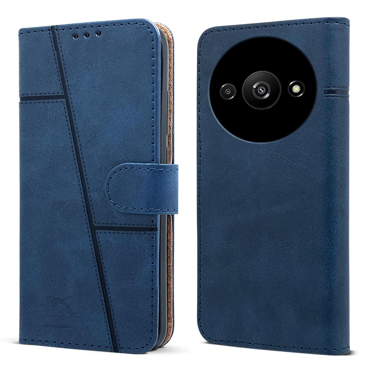 For Xiaomi Poco C61 Flip Cover Case (Stitched Leather with Magnetic Closure)