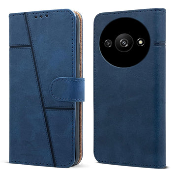 For Xiaomi Poco C61 Flip Cover Case (Stitched Leather with Magnetic Closure)