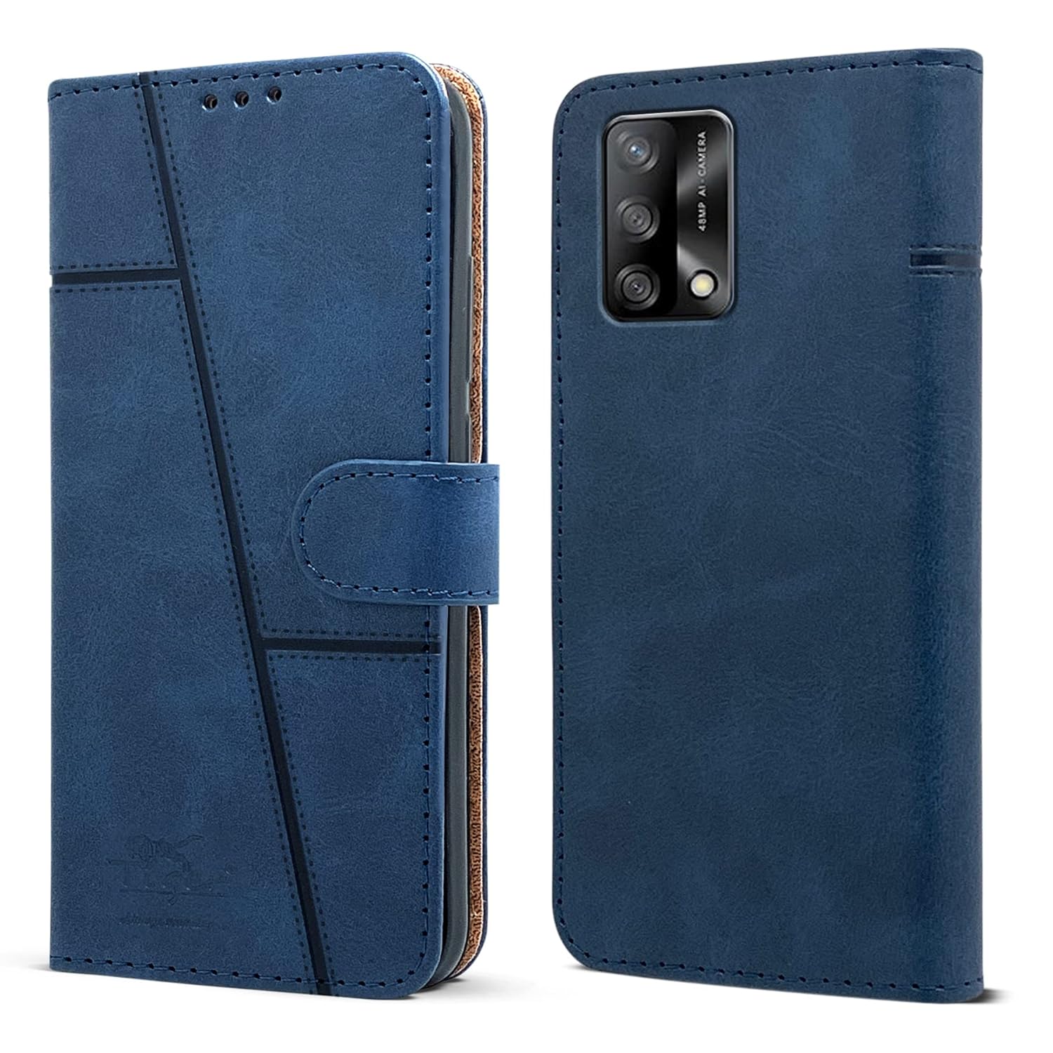 For Oppo A74 4G Flip Cover Case (Stitched Leather with Magnetic Closure)