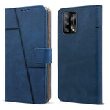 For Oppo F19 | F19s Flip Cover Case (Stitched Leather Finish | Magnetic Closure | Inner TPU | Foldable Stand | Wallet Card Slots)