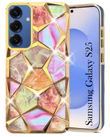 For Samsung Galaxy S25 Back Cover Case ( Dual Design Glitter Sparkle and Detachable Diamond Print Case | Soft and Flexible)