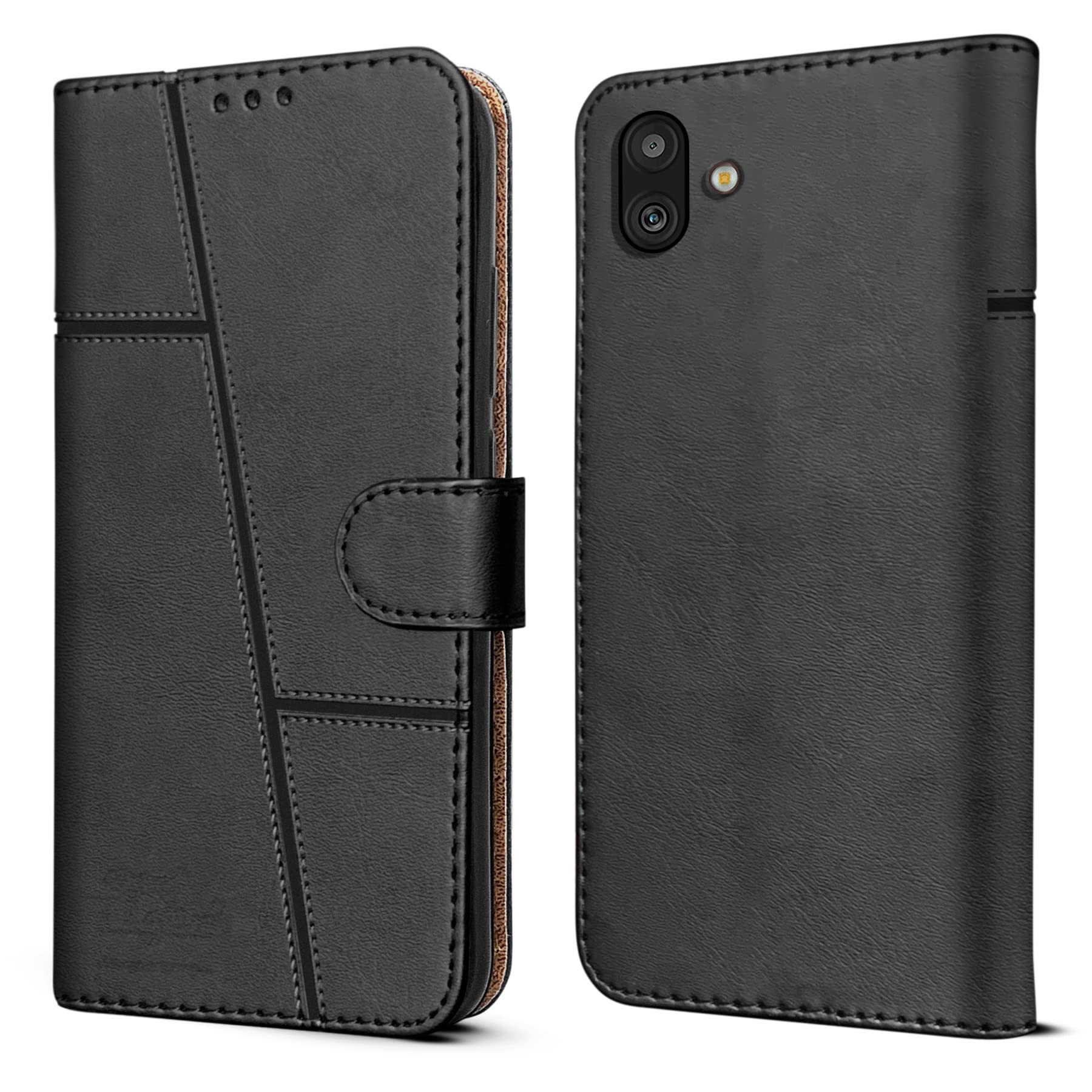 For Samsung Galaxy M13 5G Flip Cover Case (Stitched Leather Finish | Magnetic Closure | Inner TPU | Foldable Stand | Wallet Card Slots)