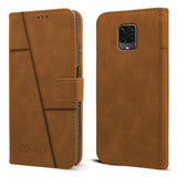 For Poco M2 Pro Flip Cover Case (Stitched Leather Finish | Magnetic Closure | Inner TPU | Foldable Stand | Wallet Card Slots | Black)