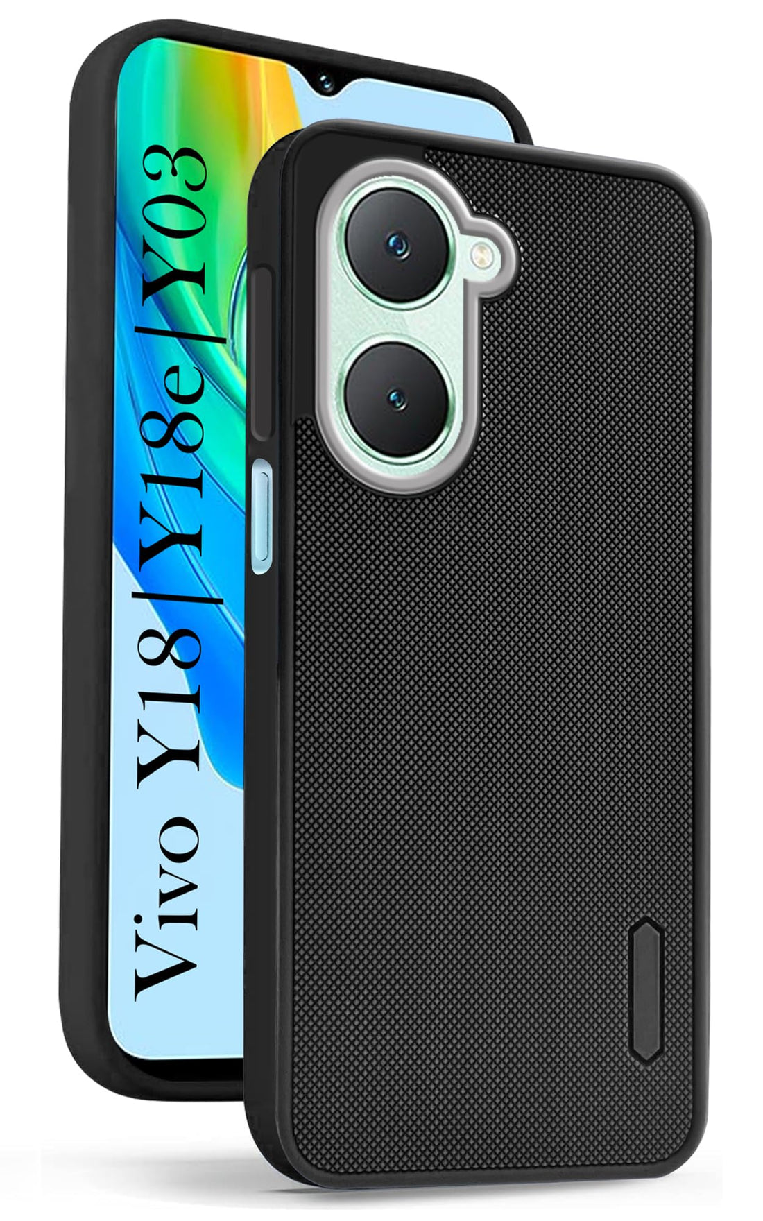 For Vivo Y18 | Y18E | Y03 | Y18I | Y18T Back Cover Case Rubberised (Textured Grip Design| Micro-Fiber Cloth Inside | Slim and Light Weight | Soft Touch and Feel)