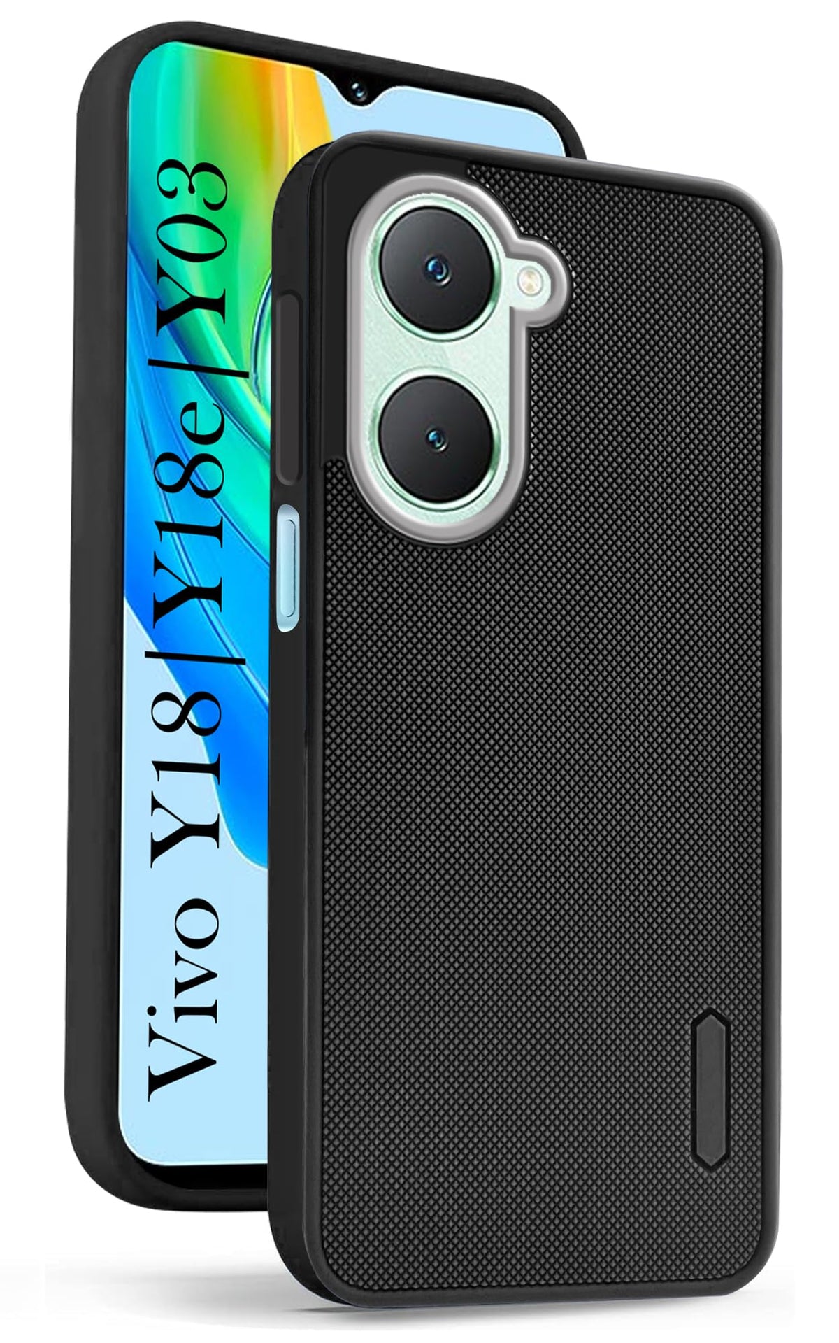 For Vivo Y18 | Y18E | Y03 | Y18I | Y18T Back Cover Case Rubberised (Textured Grip Design| Micro-Fiber Cloth Inside | Slim and Light Weight | Soft Touch and Feel)