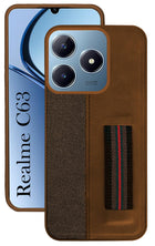 For Realme C63 Back Cover Case ( Professional PU Leather | Strip Chain Holder Socket)