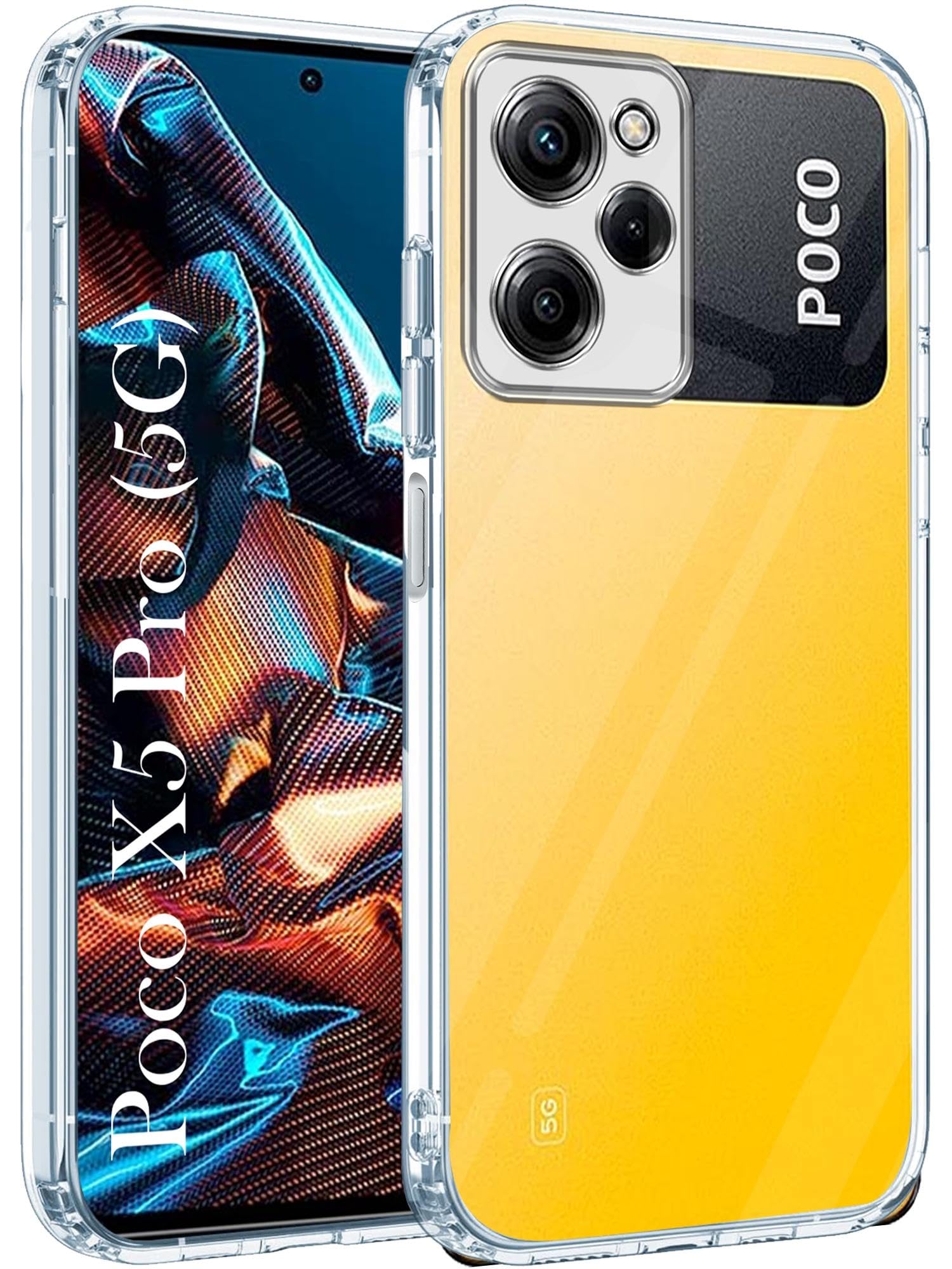 For Poco X5 Pro 5G Back Cover (Silicone Clear Shockproof Case with Camera Protection | Soft and Flexible)