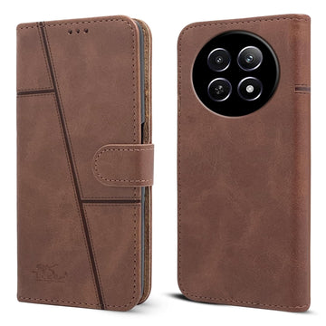 For Realme 12 | Realme 12X Flip Cover Case (Stitched Leather with Magnetic Closure)