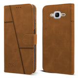 For Samsung Galaxy J2 2016 Flip Cover Case (Stitched Leather Finish | Magnetic Closure | Inner TPU | Foldable Stand | Wallet Card Slots)