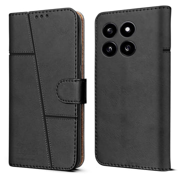 For Xiaomi MI 14 Flip Cover Case (Stitched Leather with Magnetic Closure)