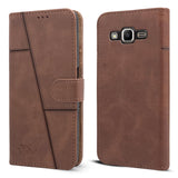 For Samsung Galaxy J2 Prime Flip Cover Case (Stitched Leather with Magnetic Closure)