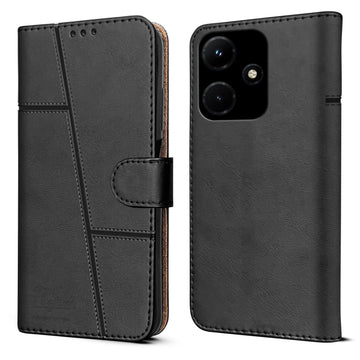 For Infinix Hot 30i Flip Cover Case ( Stitched Leather with Magnetic Closure)
