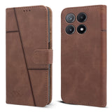 For Poco X6 Pro 5G Flip Cover Case (Stitched Leather with Magnetic Closure)