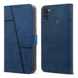 For Samsung Galaxy A11 Flip Cover Case (Stitched Leather Finish | Magnetic Closure | Inner TPU | Foldable Stand | Wallet Card Slots)