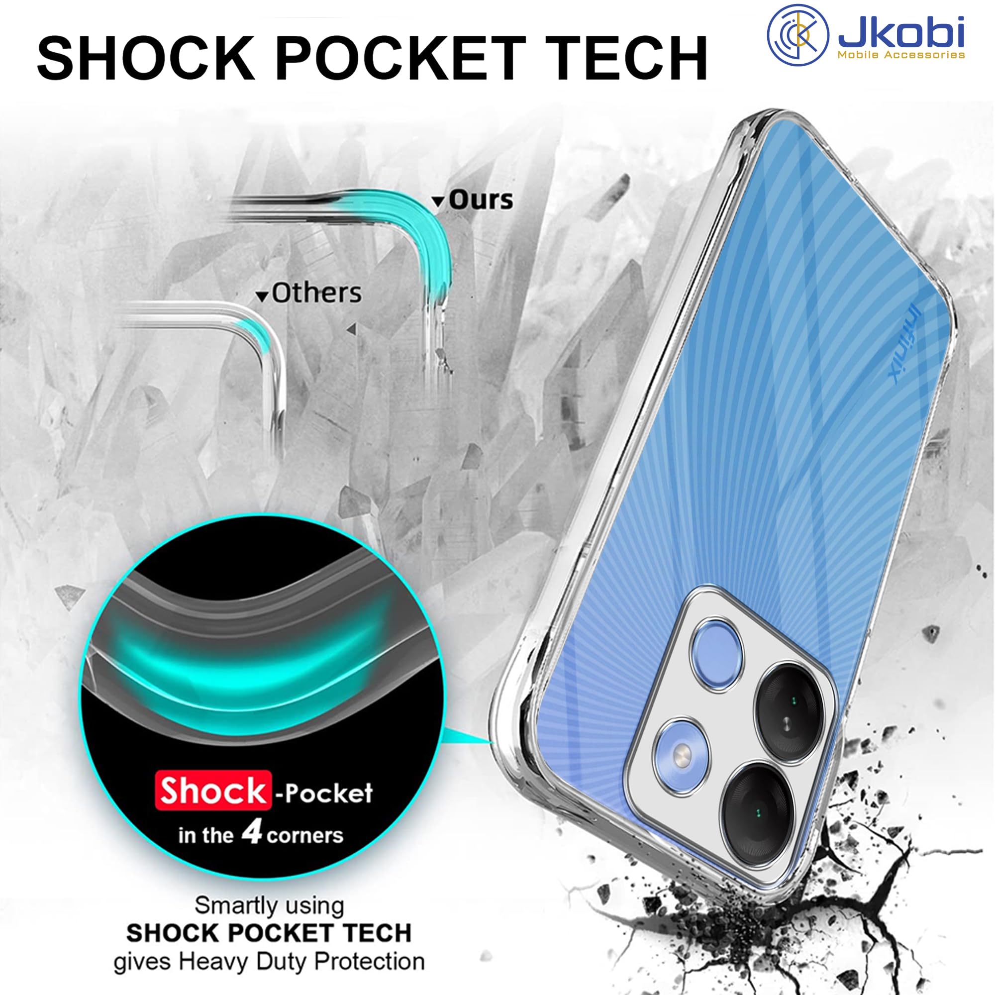 For Infinix Smart 7 Back Case Cover (Shockproof Case Silicone Clear | Camera Protection | Flexible and Soft | Transparent)