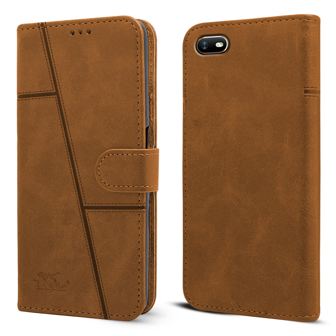 For Oppo A1k Flip Cover Case (Stitched Leather with Magnetic Closure)